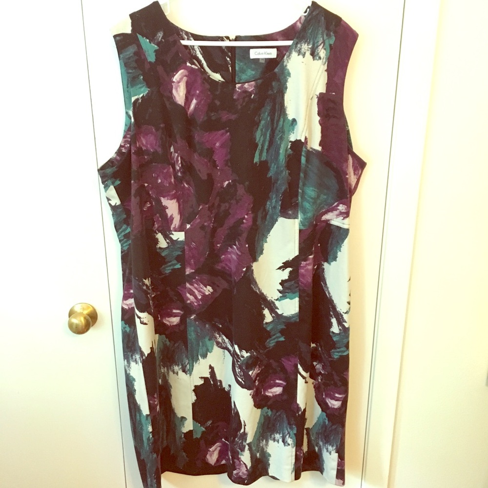 CALVIN KLEIN Abstract print sheath dress